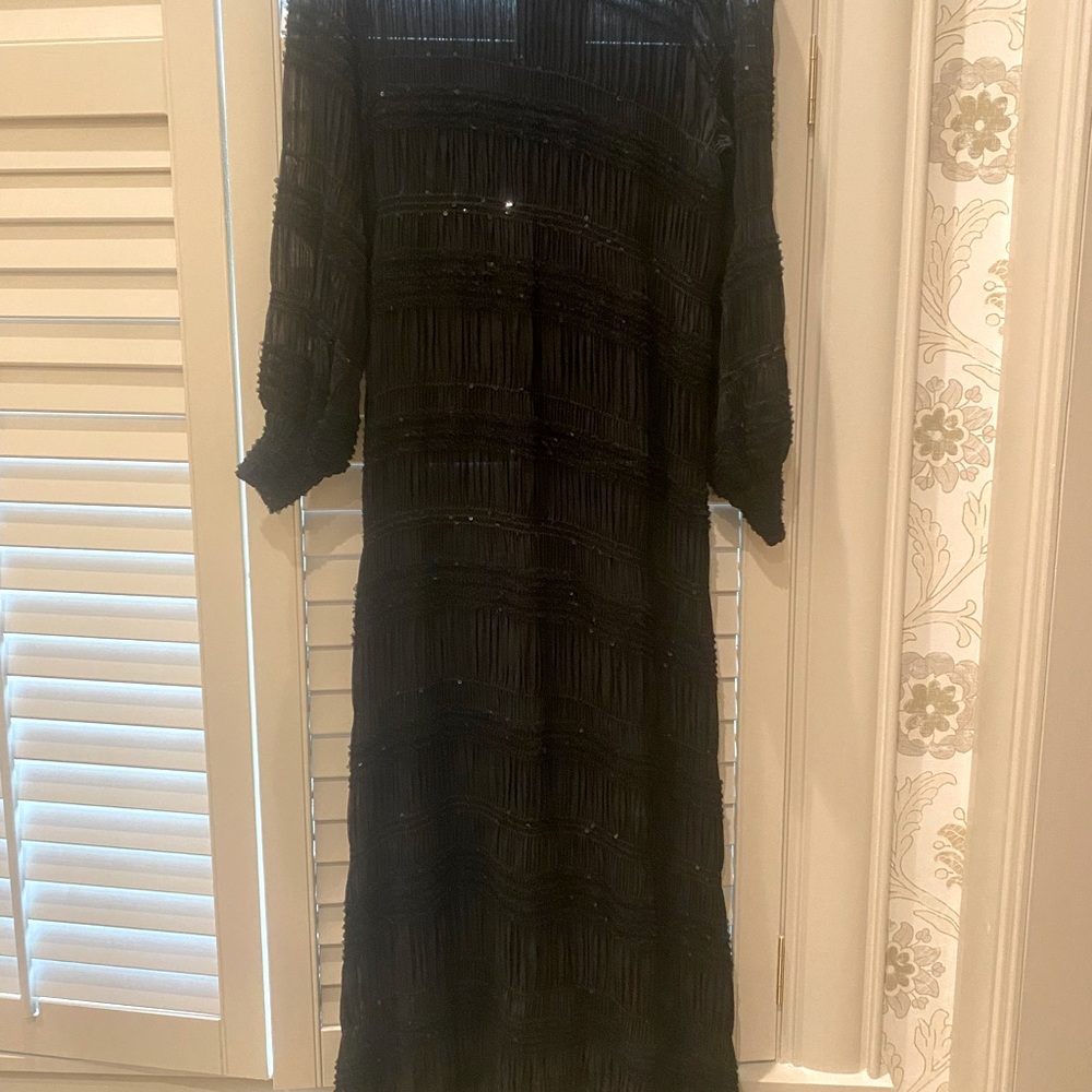 Zara long black dress with sequin detail